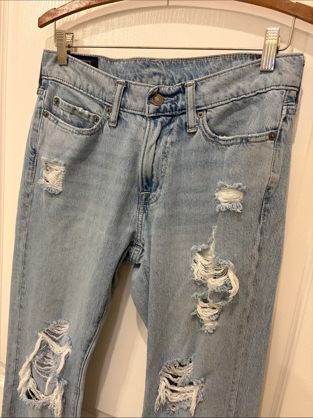 Abercrombie & Fitch Langdon Slim Light Blue Destroyed Jeans 28 x 30 - Picture 2 of 11